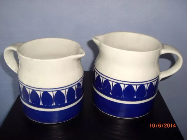 2 Antiguo Schramberg Jarras-Mayólica-Decoración Marielle-Blanco Azul / S26