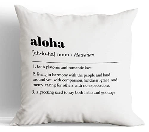 Minimalist Hawaii Aloha Definition Throw Pillow Cover,18"X18" Decorative
