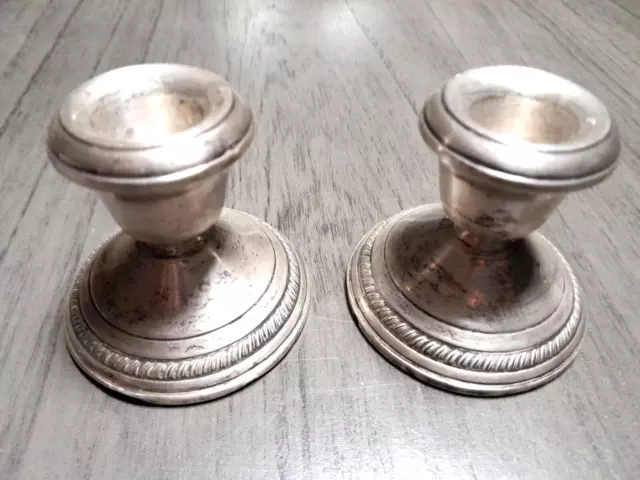 Vintage Pair Of GRUEN STERLING SILVER Weighted Candle Stick Holders