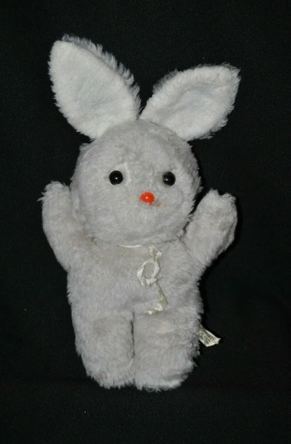 Peluche doudou lapin vintage NOUNOURS ancien blanc beige gris 30/40 cm BE