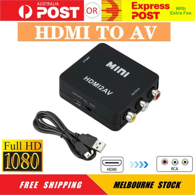 1080p HDMI to RCA AV CVBS 3RCA L/R HD Video Composite Converter Adapter Box BK