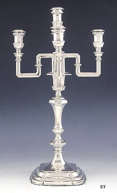 Antique c1870 European Silver 5 Light Convertible Candelabra/Candlestick 17.5"