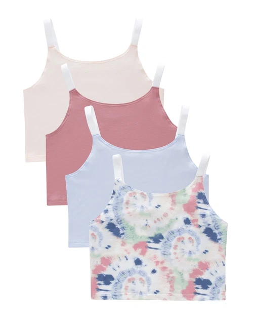 Hanes Originals Girl's Underwear Tween Crop Cami Pack, Fashion Assorted, 4-Pack