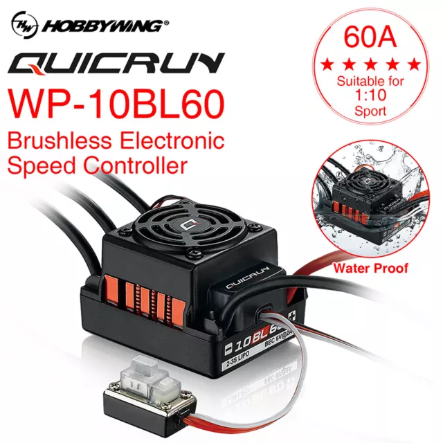 HobbyWing QuicRun WP10BL60 60A Brushless ESC for 1/10 RC Drift Car Crawler Truck