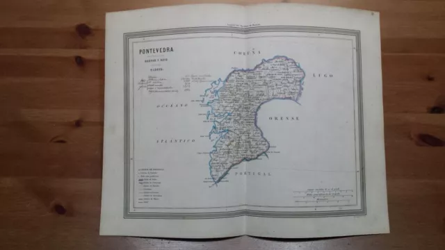 1864 MAPA de PONTEVEDERA Por D. Martin Ferreiro Gaspar y Roig Editores Madrid