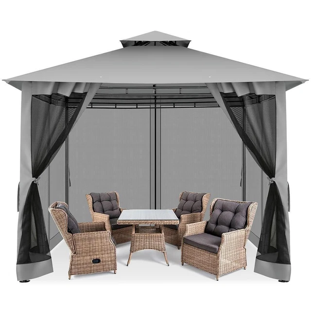 Pavillon 3x3/3x4m Luxus Gartenpavillon Partyzelt Gartenzelt Festzelt Gazebo DHL