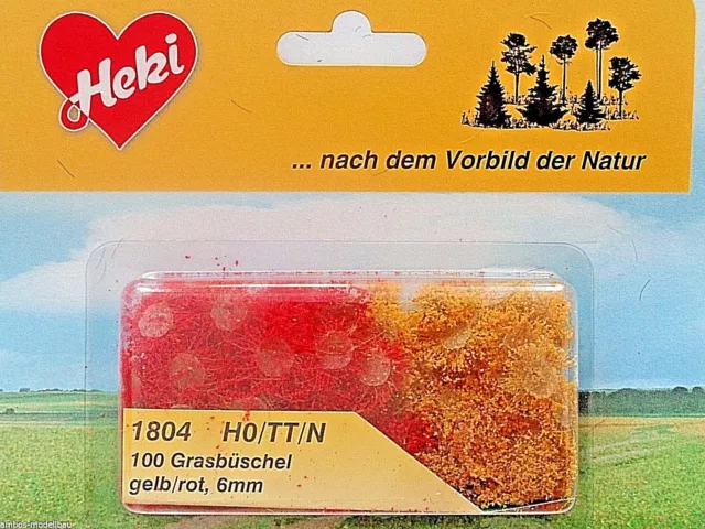 Heki 1804 Grasbüschel gelb rot 100 Stück 5-6 mm hoch H0 TT N, Neu