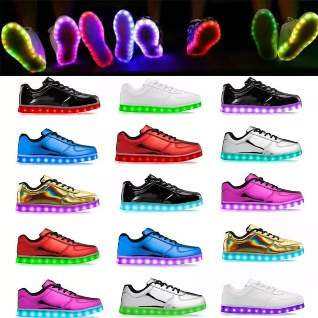 Womens Girls LED Light Up Shoes Trainers Rechargeable Festival Christmas Party