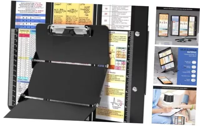 Nursing Clipboard Foldable, Foldable Clipboard w/Nursing Edition Cheat Black