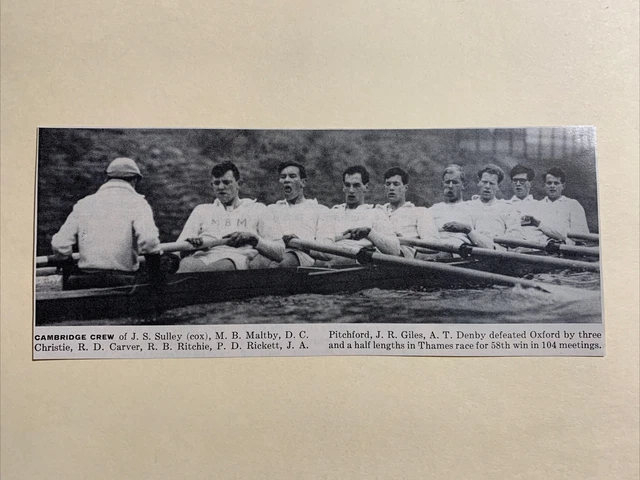 CAMBRIDGE ROWING CREW Defeats Oxford 1958 Sports Illustrated Baseball ...