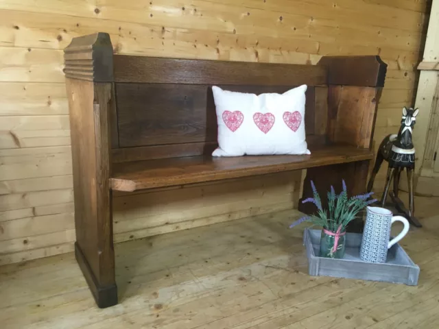 Antique solid oak wooden church pew settle monks dining bench hall seat