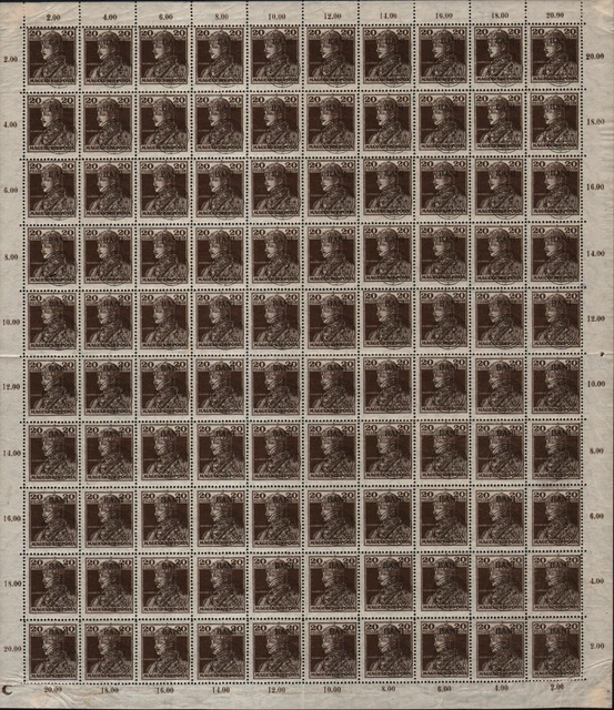 1 Full Sheet=100 Stamp With All Error/ Romania-Hungary 1919 Cluj (20 Bani) Mnh