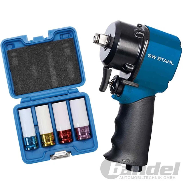 MINI AVVITATORE A PERCUSSIONE ACCIAIO SW CORTO 1172 Nm 1/2" ARIA COMPRESSA + SET NOCE CERCHIO