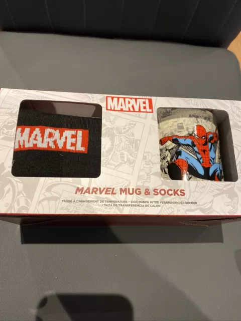 Official Marvel Comics Spiderman Mug and Socks Set, Boxed Xmas gift set.