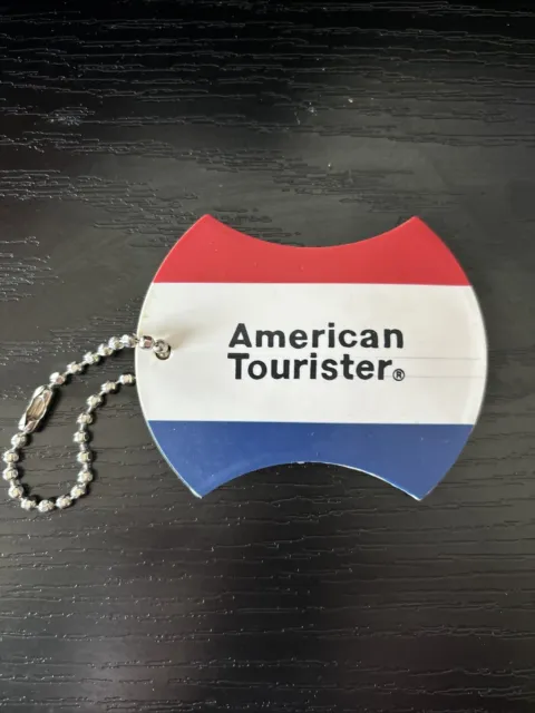 Vintage American Tourister 3" Luggage Tag Red White And Blue With Ball Chain