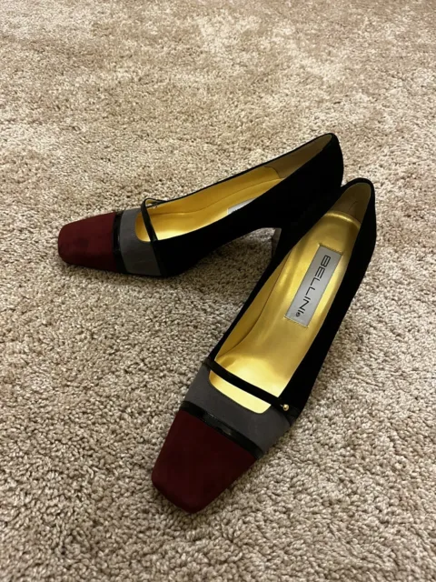 Beautiful Bellini Suede 3" Pumps Size 8M  Mary Jane Black Grey Burgundy Red
