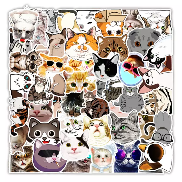 50 Pcs / Set Vinyl Stickers Cute Funny Cats Laptop Luggage Graffiti Fridge Decal
