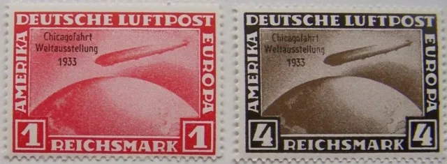 Deutsches Reich - 2x Luchtpost Graf Zeppelin, Chicagofahrt postfris (nadruk)