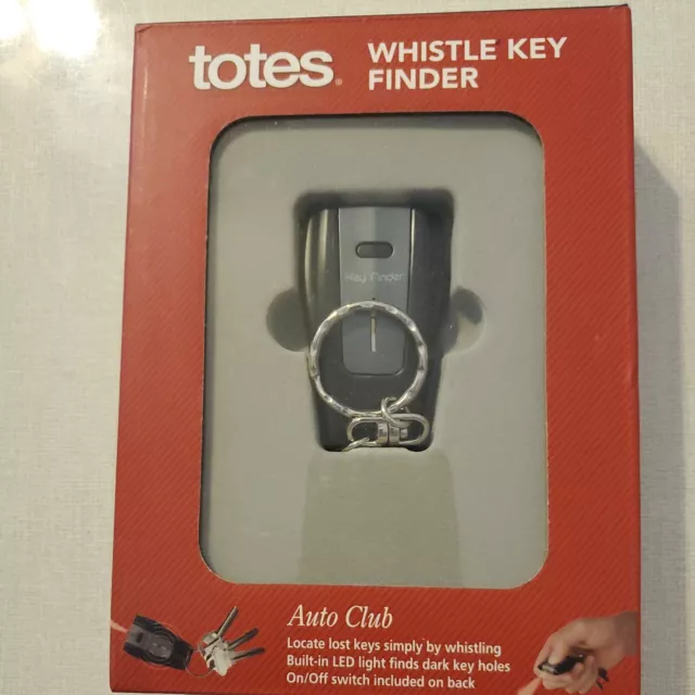 NIB Totes Whistle Key Finder Keychain  Built In LED Flash Light on/off Switch