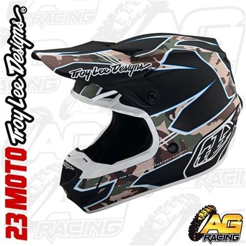Troy Lee Designs 2023 Helm SE4 Polyacrylit Matrix Camouflage schwarz MX Motocross ATV