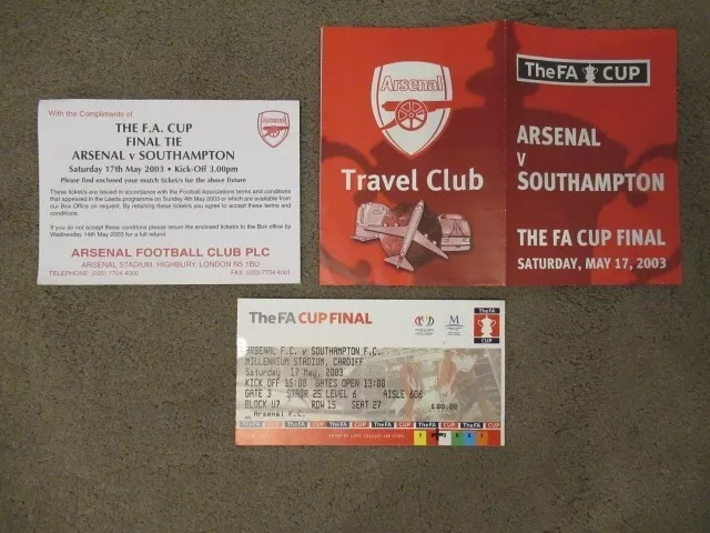 Football Ticket Used FA Cup Final 2003 Arsenal v Southampton