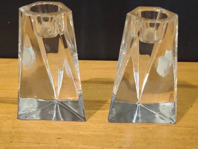 Villeroy & Boch Pair Lead Crystal Candle Holders 4 Inches Tall