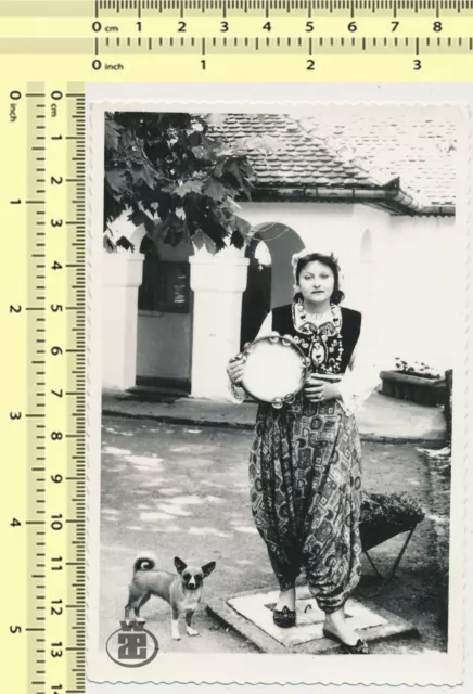 114 1970's Ethnic Woman with Dog Lady Female vintage photo original snapshot
