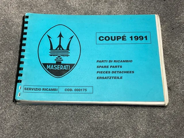 Maserati Coupe 1991 spares parts catalogue manual owners handbook