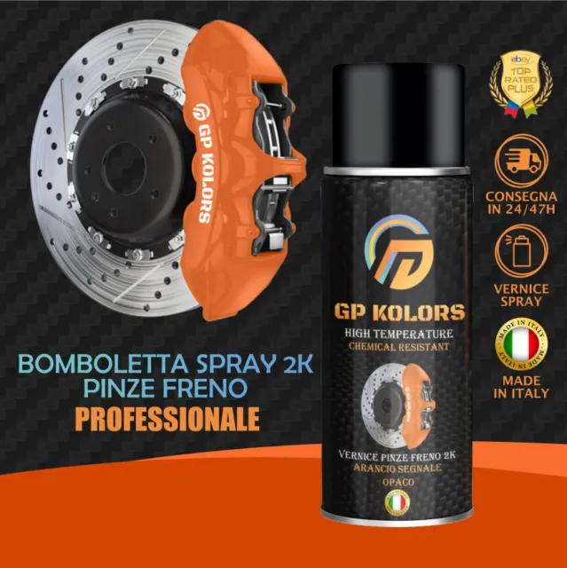 Pinze Freni Vernice Spray 2K ARANCIO SEGNALE OPACO Auto Moto Alta Temp