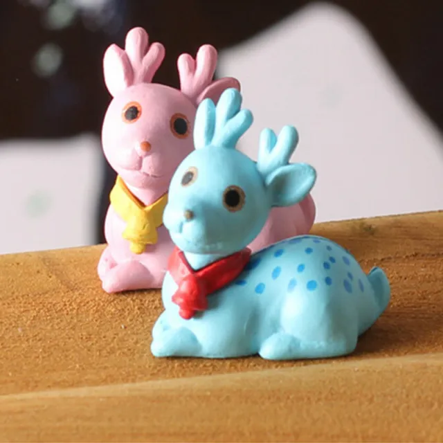 DIY 6 Pcs Sika Deer Miniatures Fairy Garden Figurines Bonsai Lawn Ornament Decor
