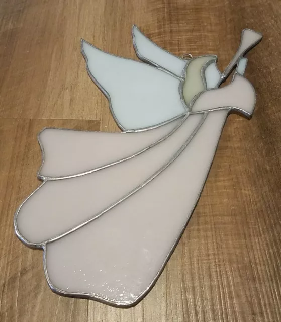 Vintage Stained Glass Angel Large Window Decoration Art Glass Suncatcher
