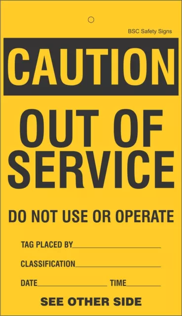 [Bulk Pack of 25] Caution Out Of Service Lockout Tag