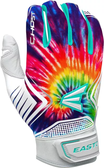 Easton Womens Fastpitch Ghost Batting Glove Pair Adult Large Tie Dye On White