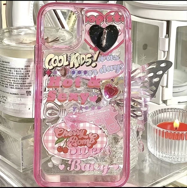 iPhone case 11 Retro Hot Girl Girl Pink Decoden new graffiti fruits silicone