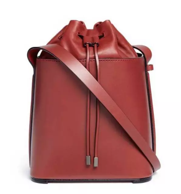 3.1 Phillip Lim Women's Hana Leather Drawstring Bucket Bag, Brick Red, MSRP $925