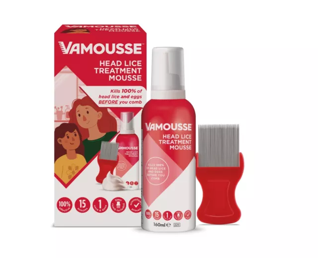 Vamousse Head Lice Treatment Mousse - Proven 100% Lice Removal
