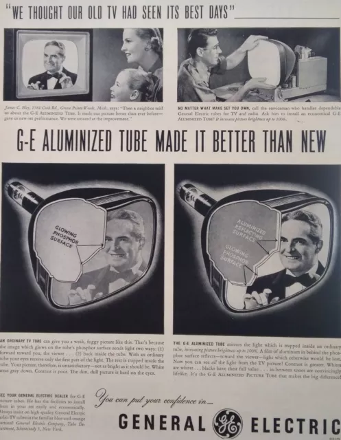 General Electric Print Ad Original Rare Vtg 1950s TV Television Tube