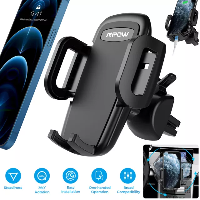 Mpow Car Phone Holder Mount Car Vent Phone Mount 3Level Clip For iPhone Galaxy