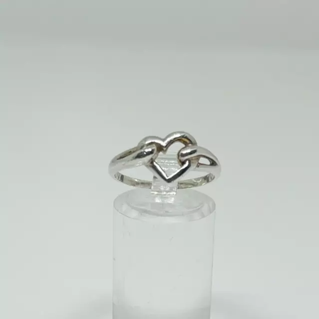 Fabulous Artistic Open Heart Ring 925 Silver Size Q~Q1/2 Weight 2.80 g #19009