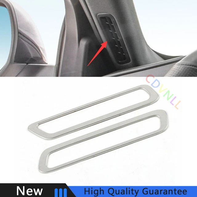For Ford Explorer 2020-2022 Silver Steel A Pillar Vent Air Outlet Frame Trim 2X