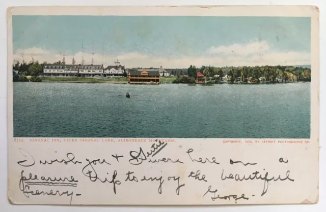 1906 NY Postcard Adirondacks New York Upper Saranac Lake Saranac Inn Detroit Co