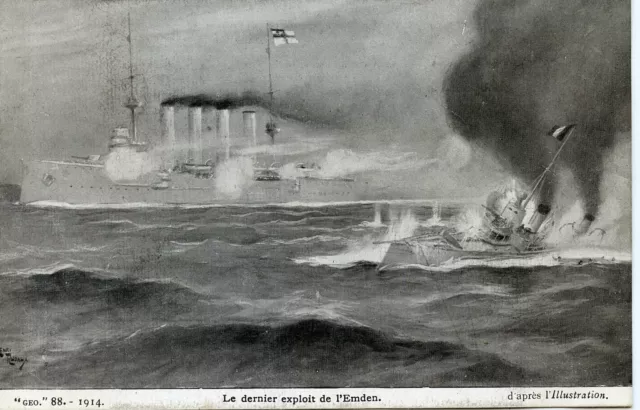 Ww1 // Cpa / Guerre Militaire // Le Dernier Exploit De L'emden