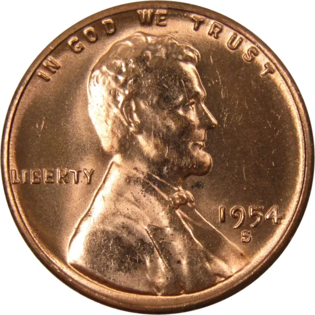 1954 S Lincoln Wheat Cent BU Uncirculated Mint State Bronze Penny 1c Coin