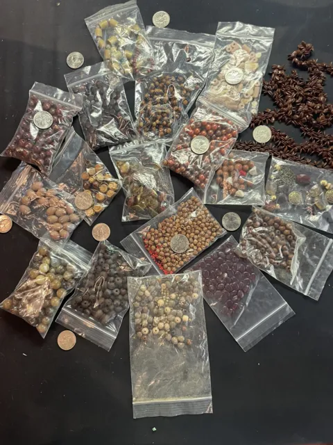 Jewelry Lot-Arts And Craft#412-all Brown drilled Glass Plastic Acryl Metal Seed