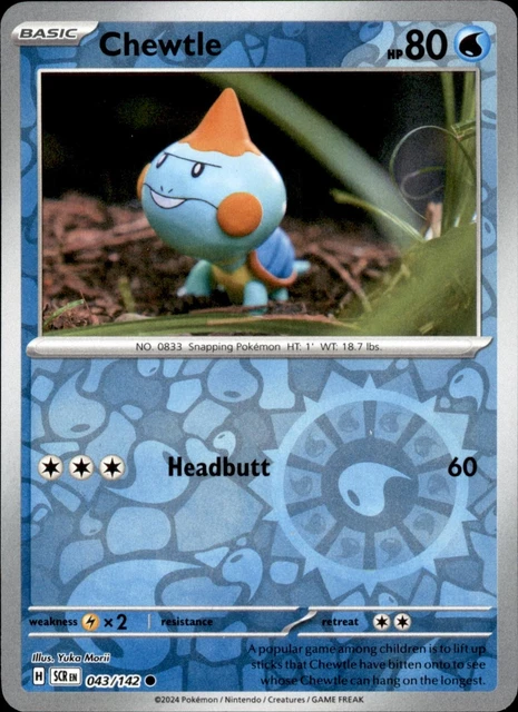 chewtle pokemon card value C 025/100 1 Colorless Bite (30) Weakness Lightning 2 Resistance None None Retreat Cost Pokemon Sword & Shield Base