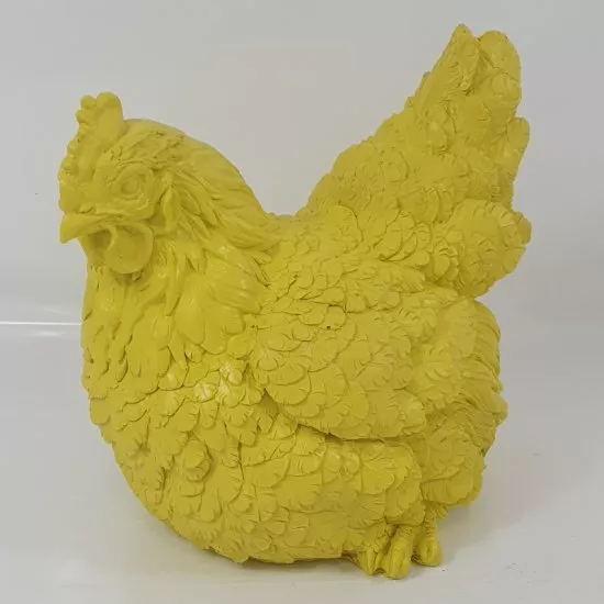 A Sitting Hen IN Yellow Animal Figure/Ornament Made From Resin 4494