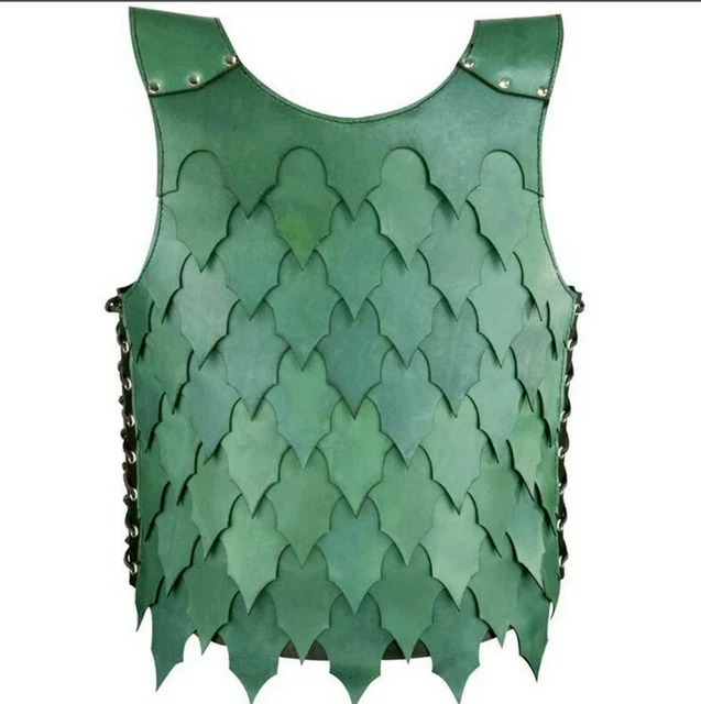 Larp Green Leather leaf Breastplate Imperial Men Elf Leather Costume