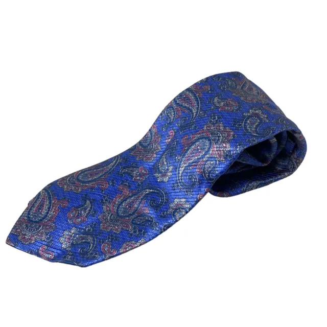 David Donahue Mens Tie 100% Silk Blue Paisley