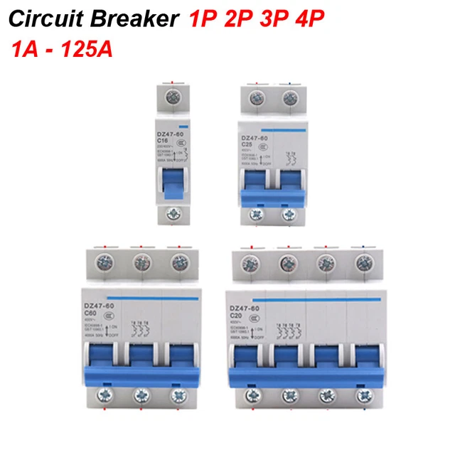 CIRCUIT BREAKER AC Solar Fuse MCB Double Pole1P 2P 3P 4P1A 2A 3A 4A 6A
