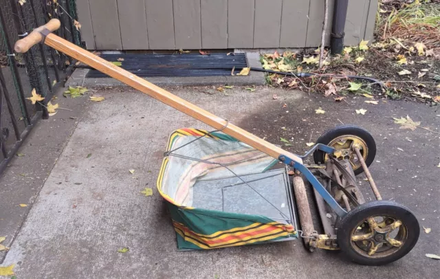 ANTIQUE HUFFY LAWNMOWER 6 REEL BLADE w/ WOOD ROLLER ATTACHMENT -- TEA 6  $65.00 - PicClick